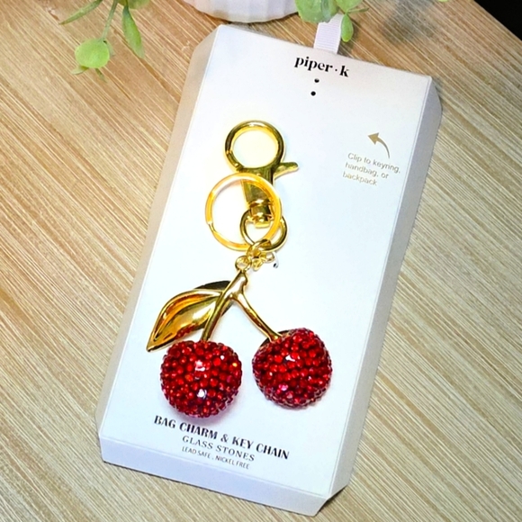 NWOT Piper K Red Cherry Keychain - Picture 1 of 1